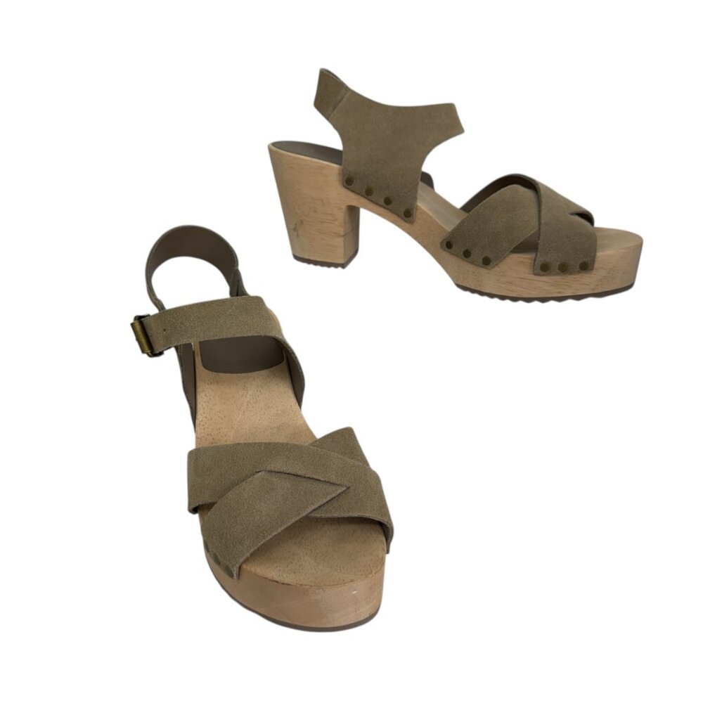 NWOT Loft Criss Cross Leather & Suede Clog Sandals Women's Size 6 - Picture 4 of 8